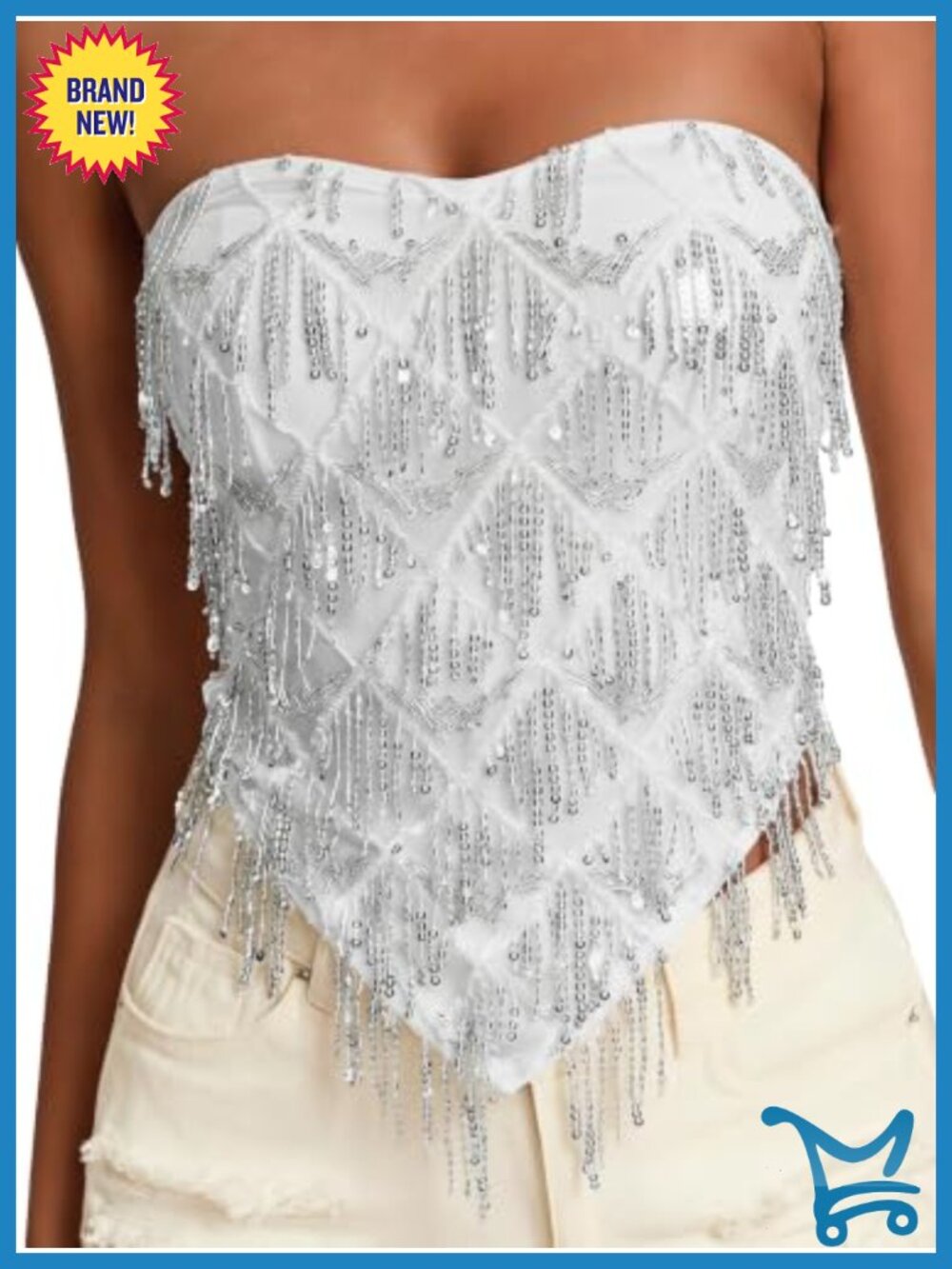 Boho Sparkly Sequin Fringe Tank Top Sleeveless Rave Party Summer